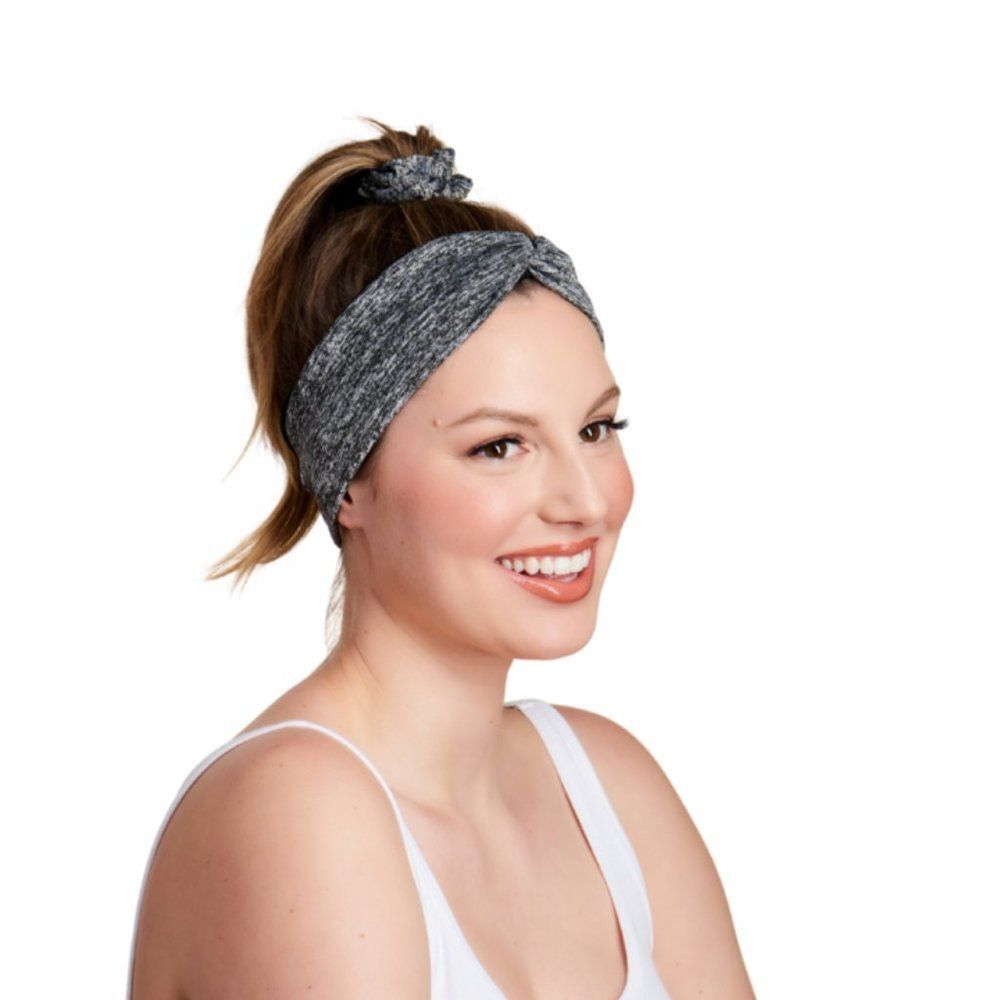BelleFixe BelleSport Twist Headwrap Black & Gray Spacedye NWT